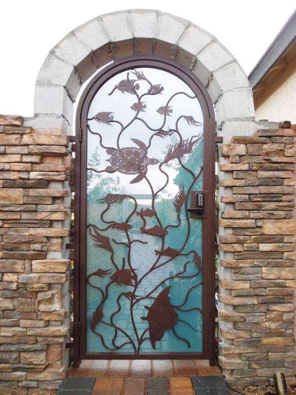Nature Inspired Single Gate - Item Aquarium SG0530 Wrought Iron Design In Las Vegas