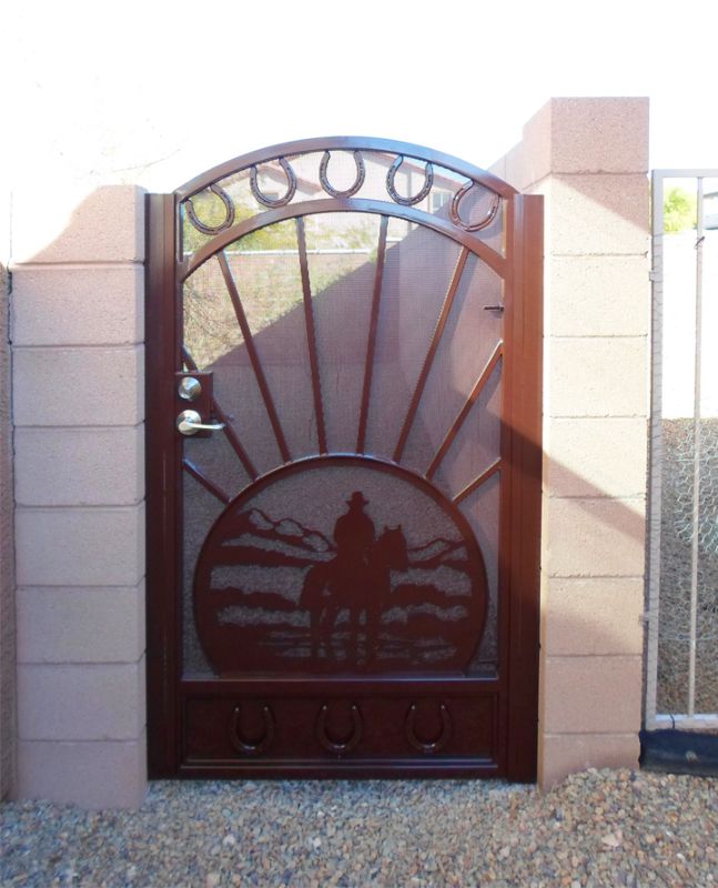 Nature Inspired Single Gate - Item Cheyenne SG0408 Wrought Iron Design In Las Vegas