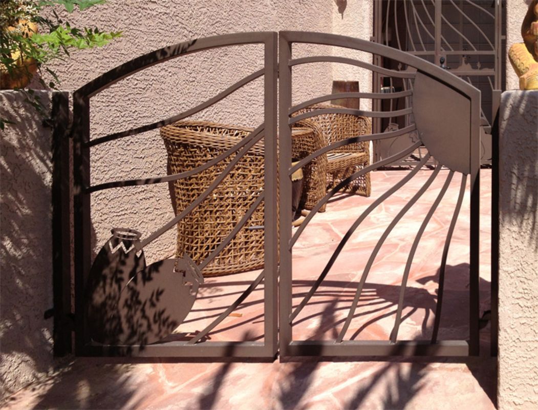 Nature Inspired Single Gate - Item Desert Vista SG0461 Wrought Iron Design In Las Vegas