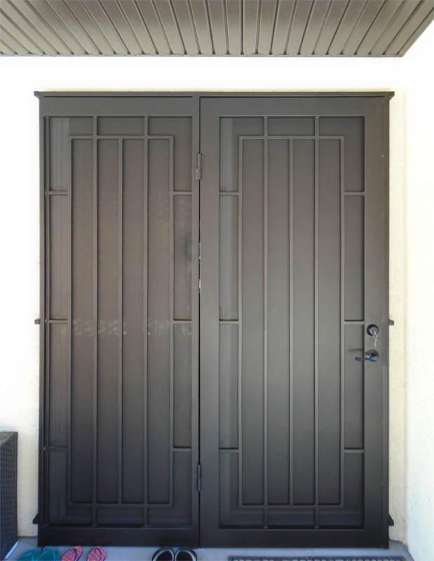 Modern Custom Archive Double Security Door - Item FD0147 Wrought Iron Design In Las Vegas