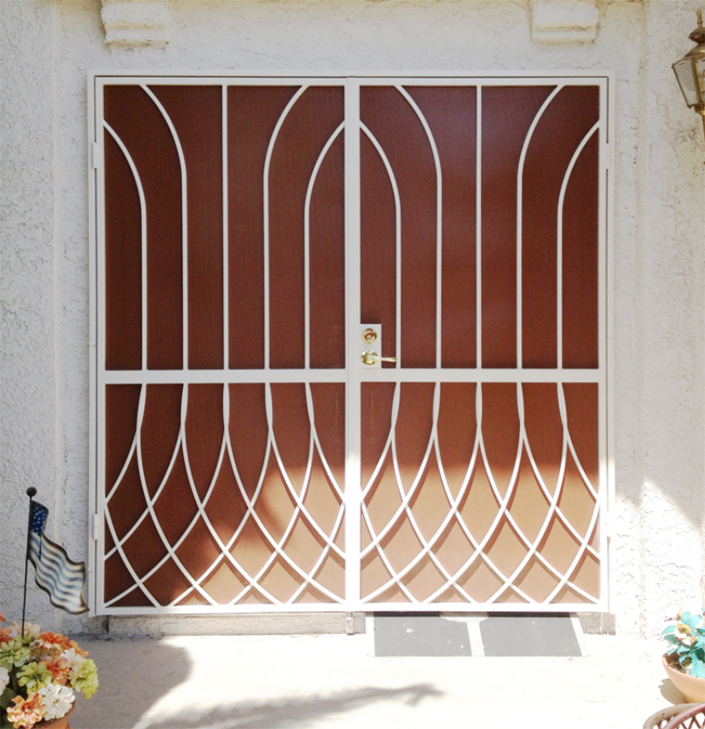 Modern Double Security Door - Item Tetra FD0149 Wrought Iron Design In Las Vegas