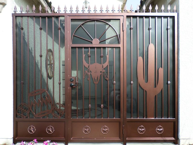 Nature Inspired Courtyard & Entryway Gates CE0235 Wrought Iron Design In Las Vegas