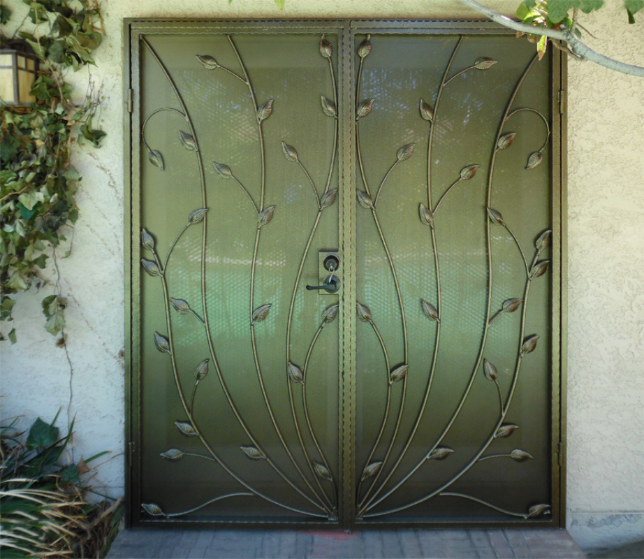 Nature Inspired Double Security Door - Item Crescente FD0016D Wrought Iron Design In Las Vegas