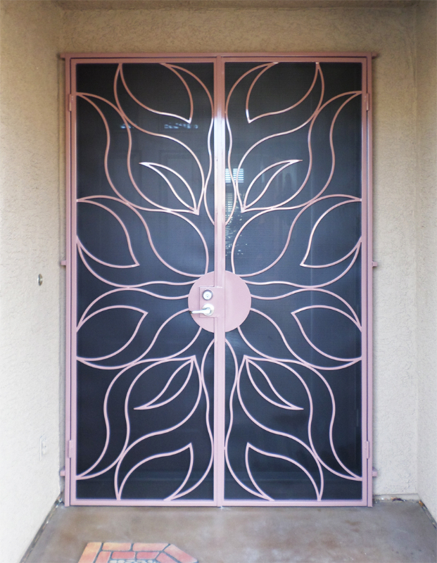 Nature Inspired Double Security Door - Item Flame FD0003A Wrought Iron Design In Las Vegas