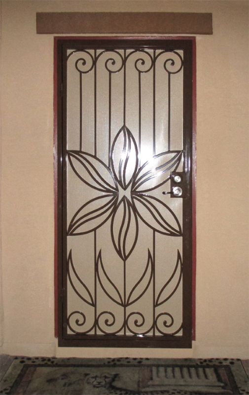 Nature Inspired Security Door - Item Lotus SD0233A Wrought Iron Design In Las Vegas