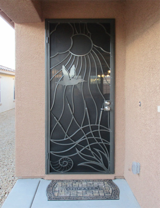 Nature Inspired Security Door - Item Wetlands SD0215 Wrought Iron Design In Las Vegas