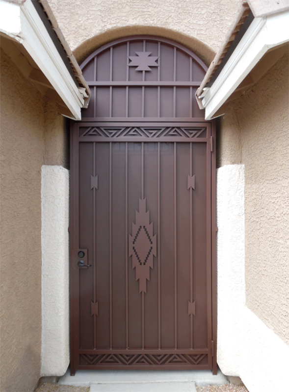 Plasma-Cut Santa Fe Entryway Door - Item EW0474 Wrought Iron Design In Las Vegas