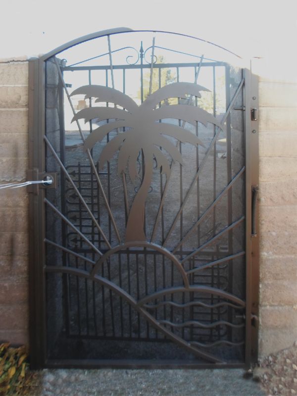 Plasma-Cut Single Gate - Item Sandy Beaches SG0412 Wrought Iron Design In Las Vegas