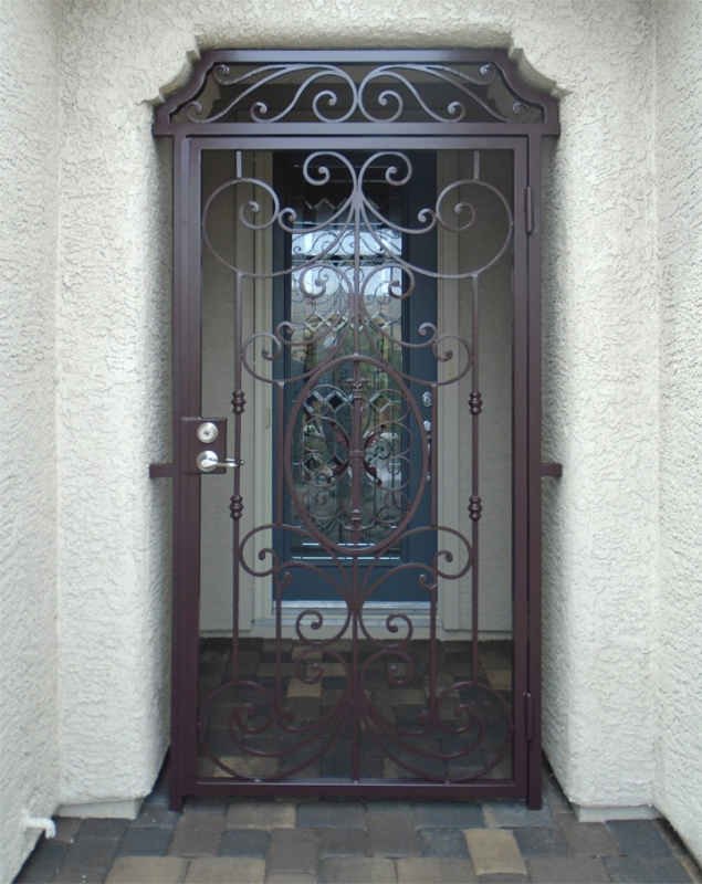 Scrollwork Abbey Entryway Door - Item EW0485 Wrought Iron Design In Las Vegas