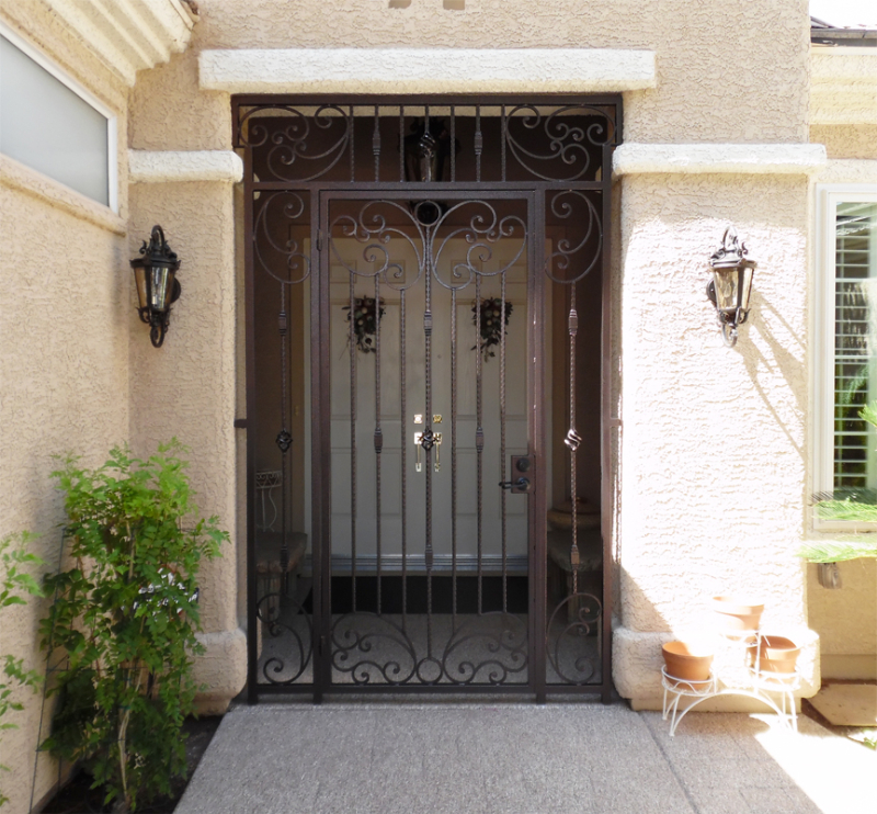 Scrollwork Athena Entryway Door - Item EW0342E Wrought Iron Design In Las Vegas