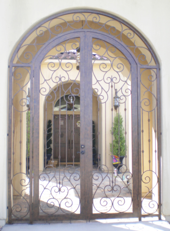 Scrollwork Biscay Entryway Door - Item EW0135 Wrought Iron Design In Las Vegas