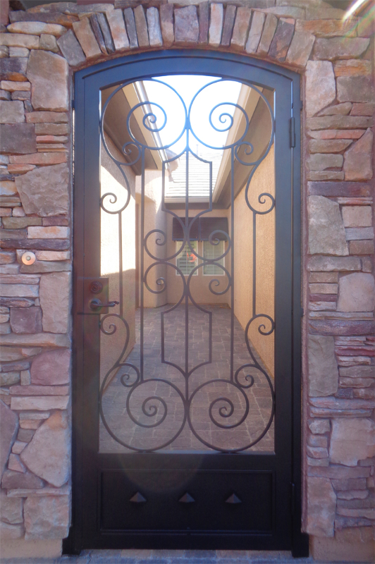 Scrollwork Biscay Entryway Door - Item EW0521 Wrought Iron Design In Las Vegas