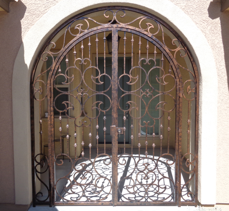 Scrollwork Clover Entryway Door - Item EW0298B Wrought Iron Design In Las Vegas