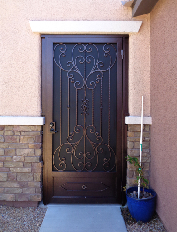 Scrollwork Coco Entryway Door - Item EW0415 Wrought Iron Design In Las Vegas