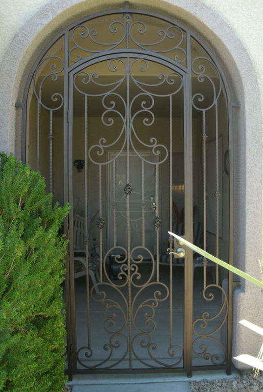 Scrollwork Papillion Entryway Door - Item EW0095 Wrought Iron Design In Las Vegas