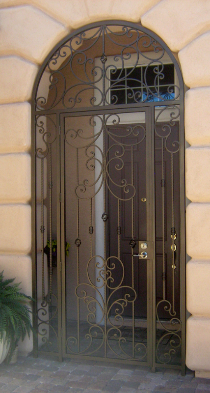 Scrollwork Papillion Entryway Door - Item EW0107 Wrought Iron Design In Las Vegas