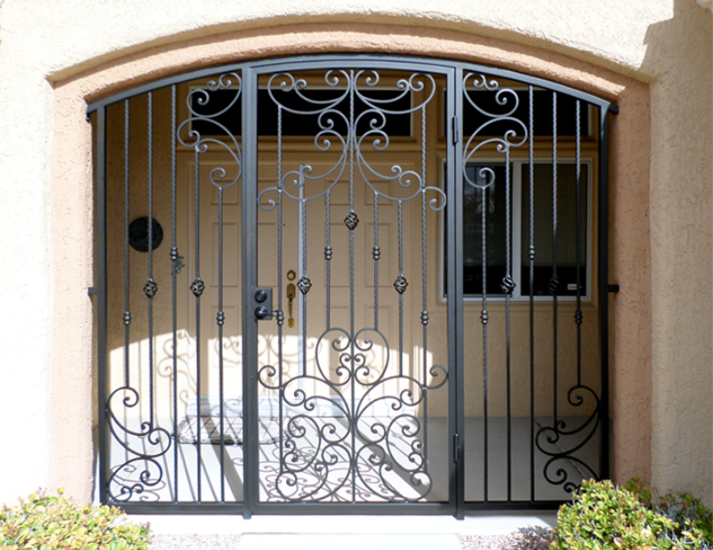 Scrollwork Papillion Entryway Door - Item EW0365 Wrought Iron Design In Las Vegas
