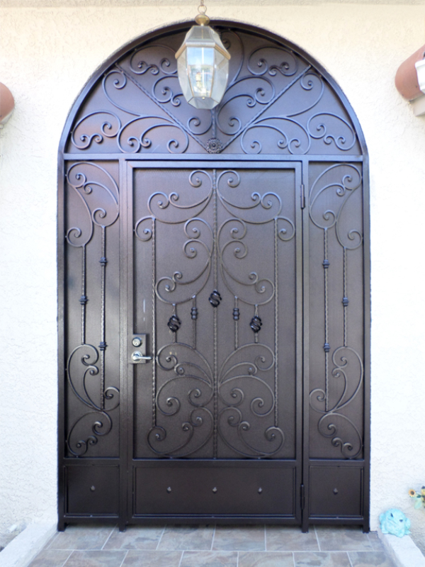 Scrollwork Papillion Entryway Door - Item EW0374 Wrought Iron Design In Las Vegas