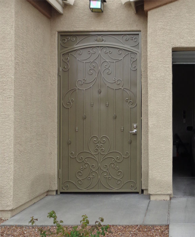 Scrollwork Papillion Entryway Door - Item EW0472 Wrought Iron Design In Las Vegas