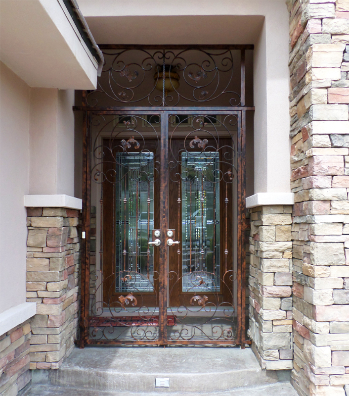 Scrollwork Pianna Entryway Door - Item EW0364 Wrought Iron Design In Las Vegas