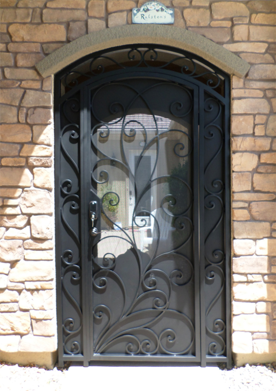 Scrollwork Portini Entryway Door - Item EW0089B Wrought Iron Design In Las Vegas