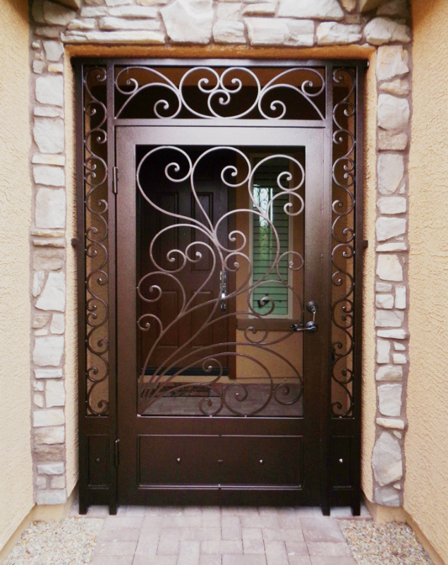 Scrollwork Portini Entryway Door - Item EW0488 Wrought Iron Design In Las Vegas