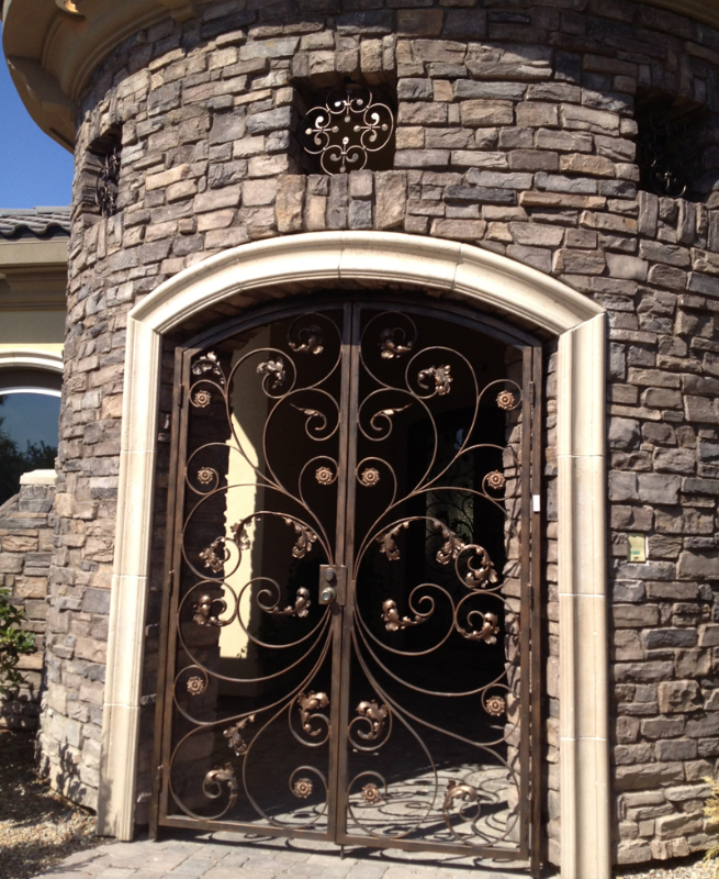 Scrollwork Ricci Entryway Door - Item EW0291 Wrought Iron Design In Las Vegas