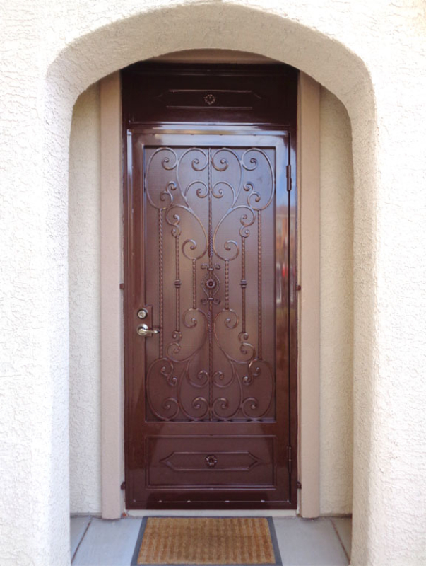 Scrollwork Security Door - Item Coco SD0195A Wrought Iron Design In Las Vegas