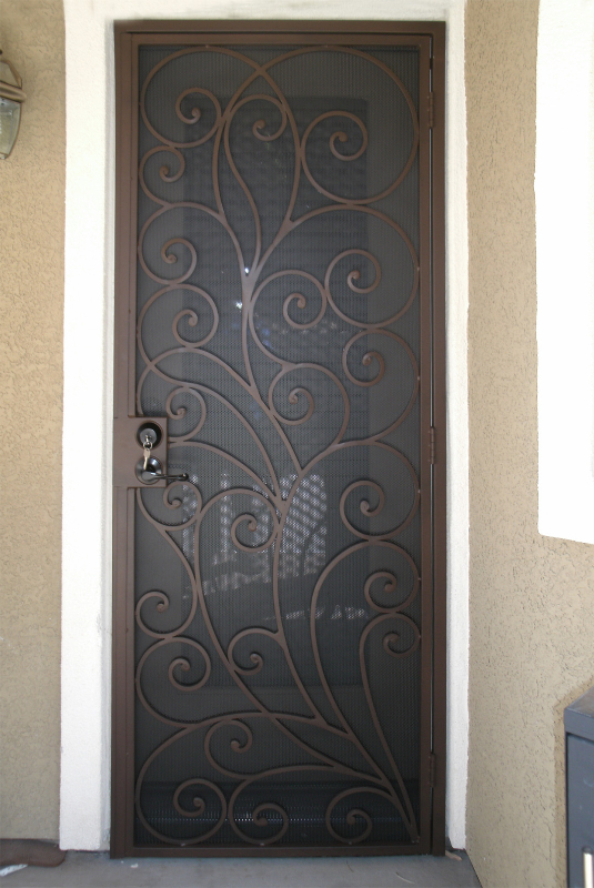 Scrollwork Security Door - Item Portini SD0078 Wrought Iron Design In Las Vegas