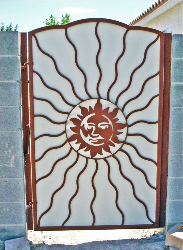 Plasma-Cut Single Gate - Item Sunburst SG0020 Wrought Iron Design In Las Vegas