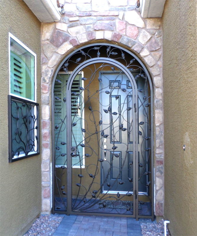Traditional Crescente Entryway Door - Item EW0371 Wrought Iron Design In Las Vegas