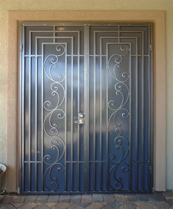Traditional Double Security Door - Item Prato FD0143 Wrought Iron Design In Las Vegas