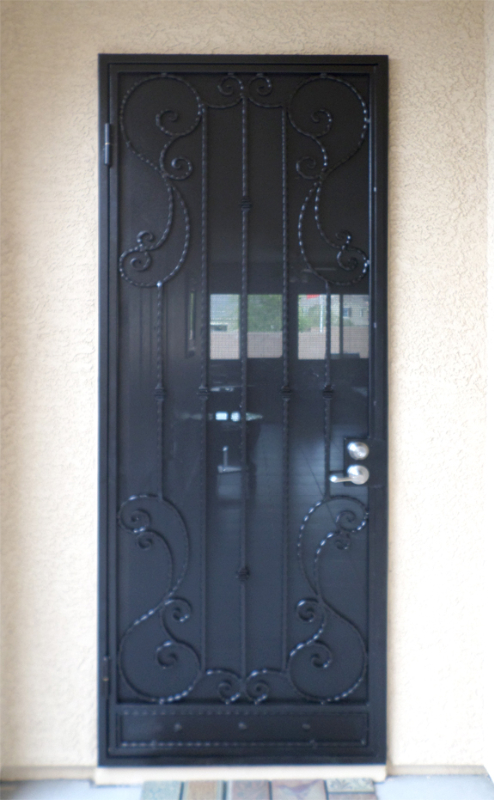 Traditional Security Door - Item Biscay SD0180 Wrought Iron Design In Las Vegas