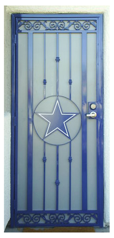 Traditional Security Door - Item Texas Star SD0127 Wrought Iron Design In Las Vegas
