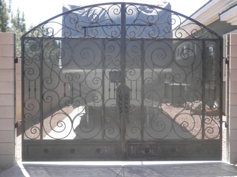 Traditional Double Gate - Item Biscay DG0086 Wrought Iron Design In Las Vegas